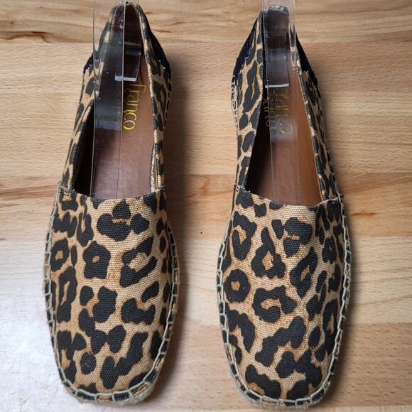 Franco Sarto Leopard Print Flat Slip-On Canvas Espadrilles Square Toe Size 7.5M - Picture 4 of 12